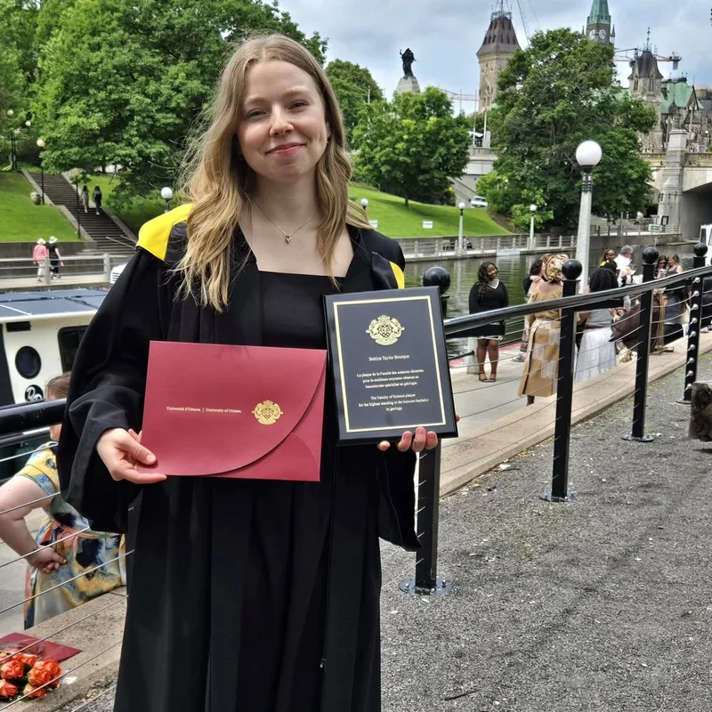 Congratulations to Bettina Bourque for receiving the Faculty Plaque in Geology for the highest standing in the honours bachelor in geology, at the spring 2026 convocation two weeks ago. Bettina is a new MSc. student in the Jamieson Marine Geology Lab, working on the characterization and 3D modelling of a seafloor massive sulfide deposit.